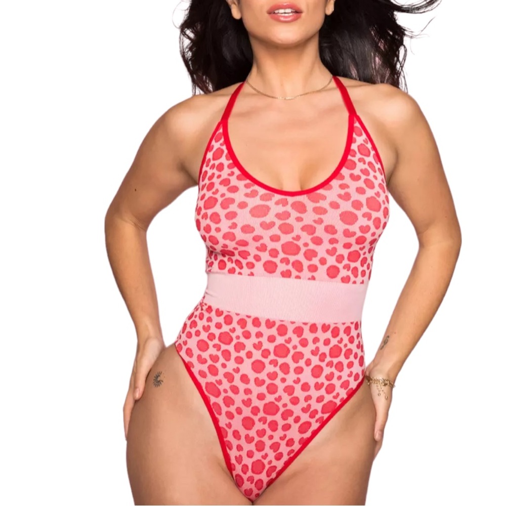 Lovehoney Mindful Pink Leopard Print Seamless Teddy Bodysuit